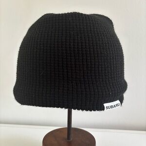 Subaru Black Sherpa fleece lined black winter beanie cap